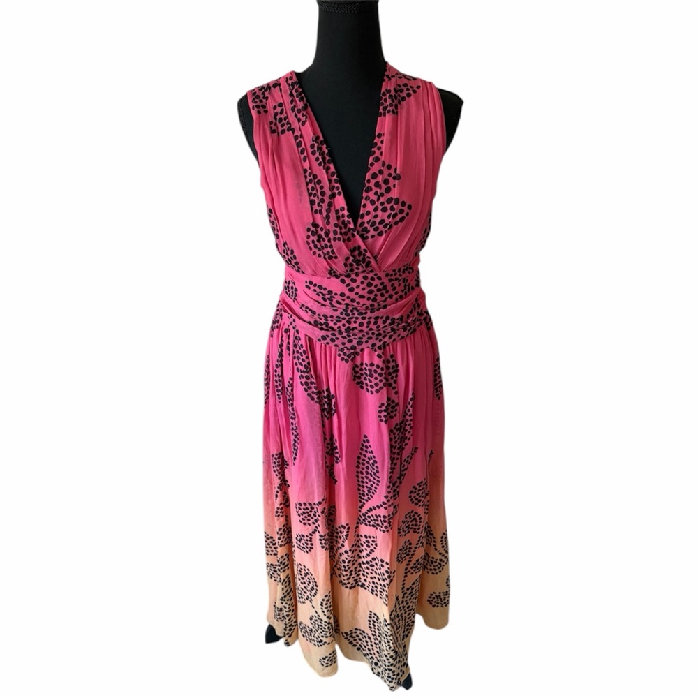 NWT ANTHRO Elegant Pink and Orange Sleeveless Dress SIZE XS